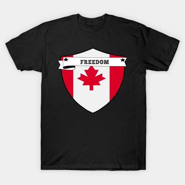 FREEDOM , CANADA COUNTRY SHIELD, MINIMALIST CANADA FLAG, I LOVE CANADA , BORN IN CANADA T-Shirt by Just Simple and Awesome